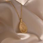 Fingerprint Birthstone Teardrop Necklace