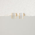 Arched White Moonstone Studs