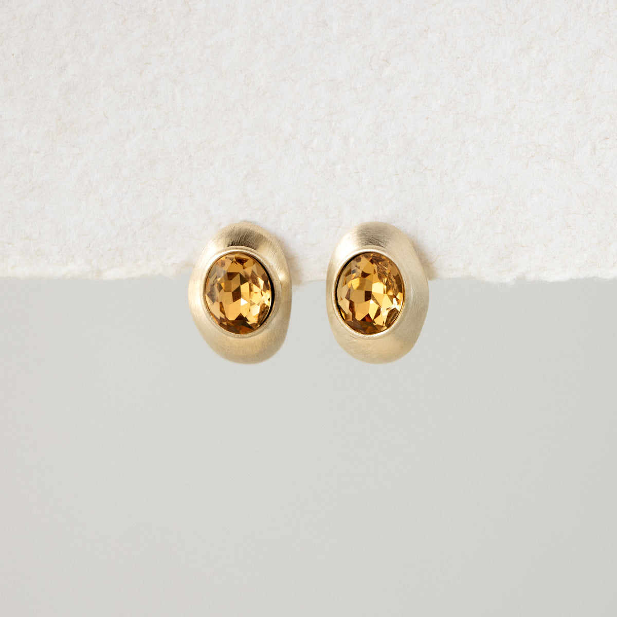 Sculptural Oval Topaz Studs
