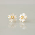 White Jade Pansy Flower Studs