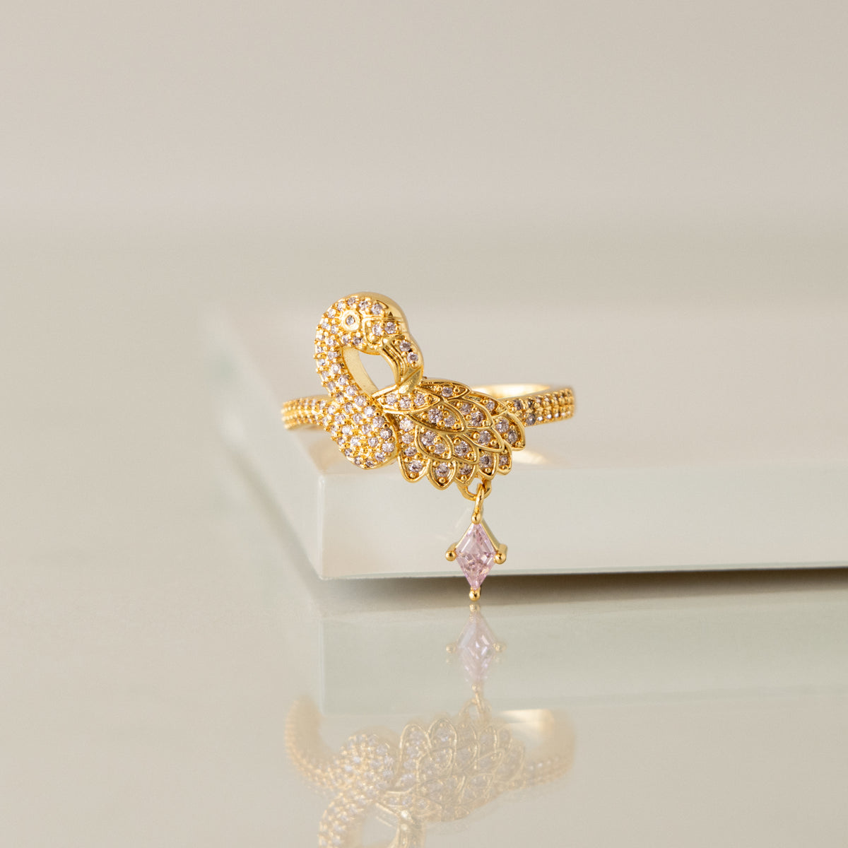 Pave Flamingo Drop Ring