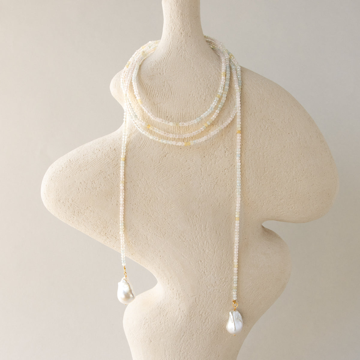 Baroque Pearl & Agate Gemstone Wrap Necklace