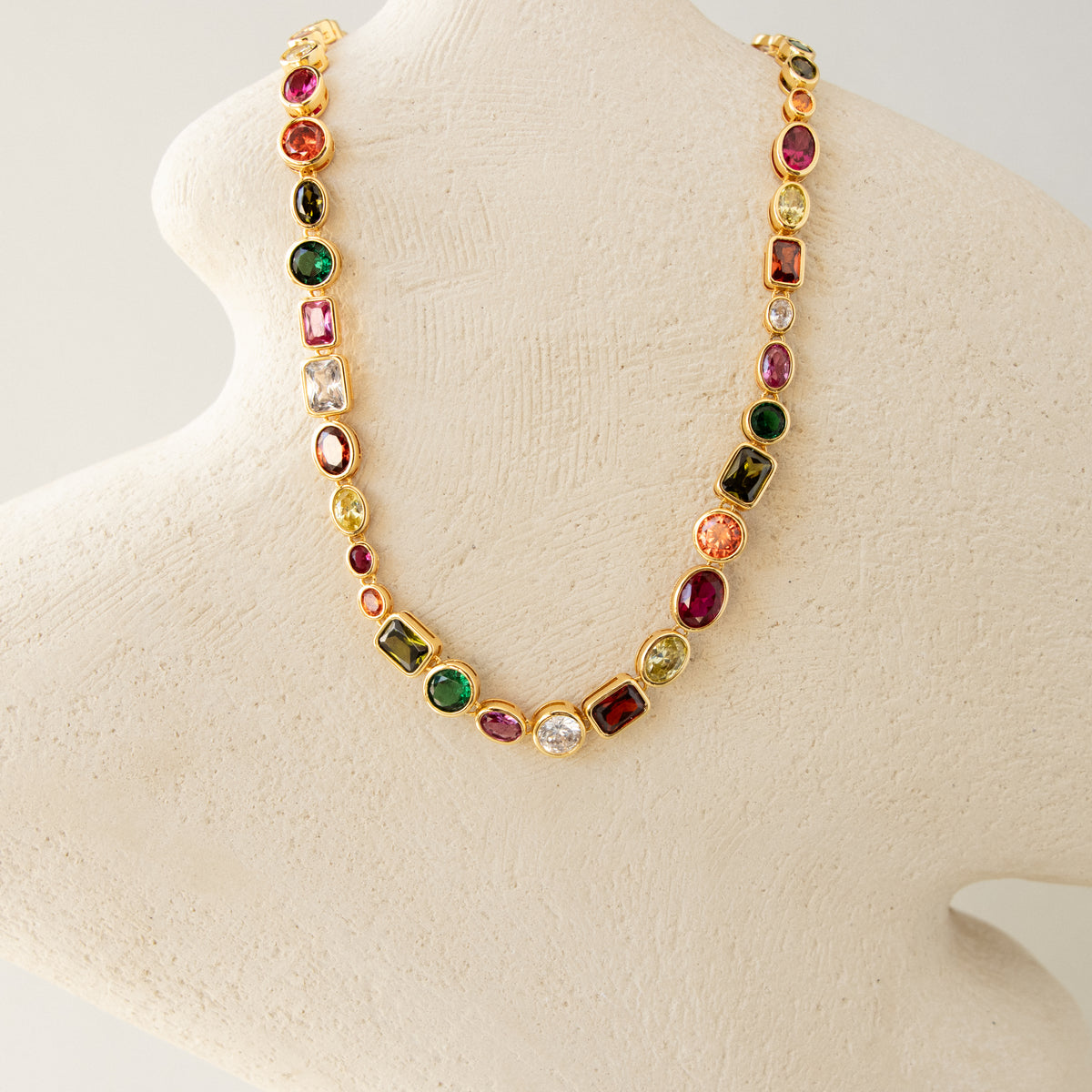 Mixed Candy Gemstone Chain Necklace