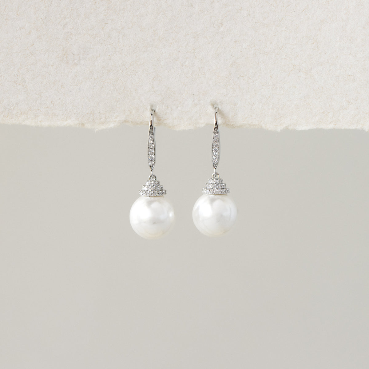 Pearl Drop Pave Hook Earrings