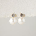 Solitaire Pearl Drop Studs