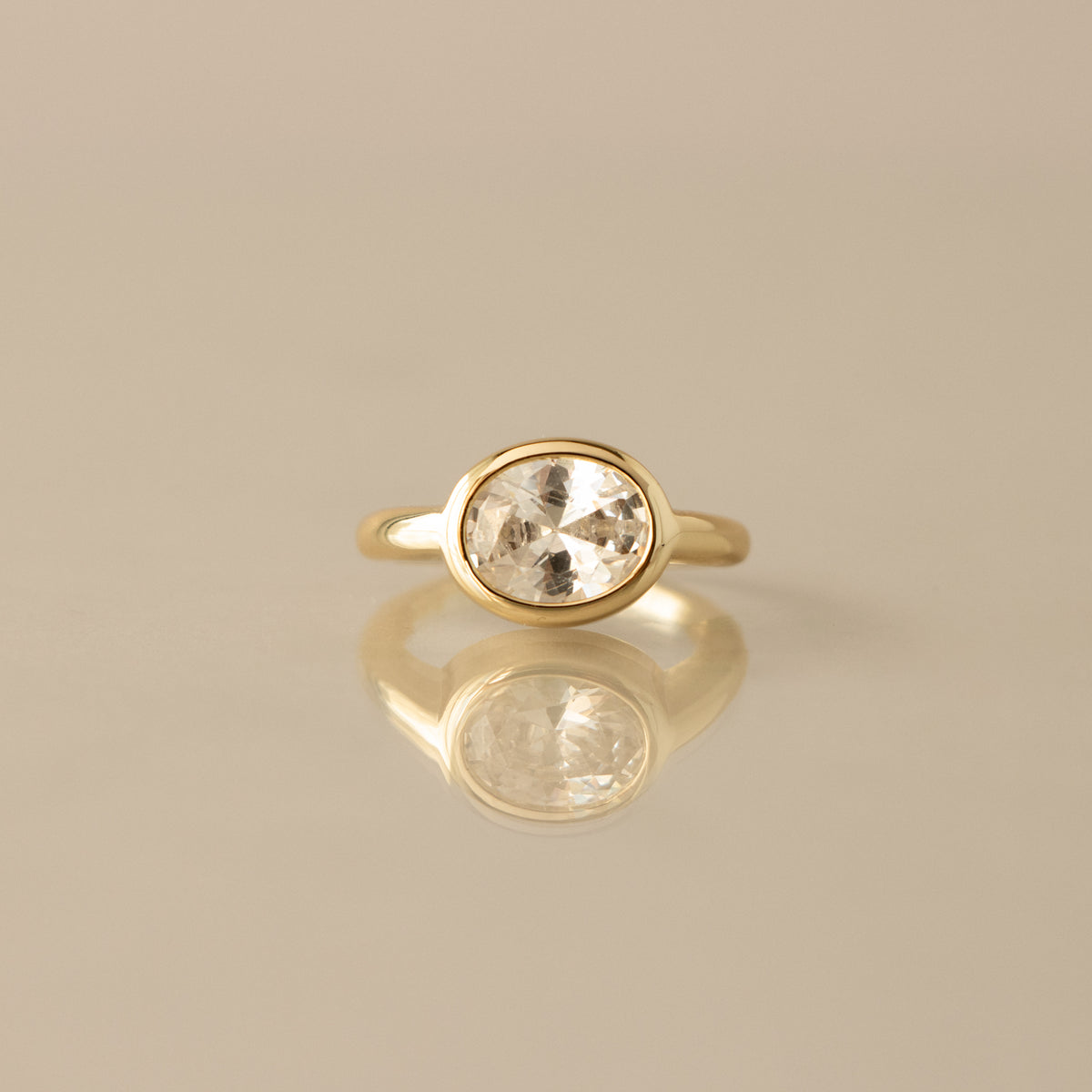 Oval Diamond Bezel Ring