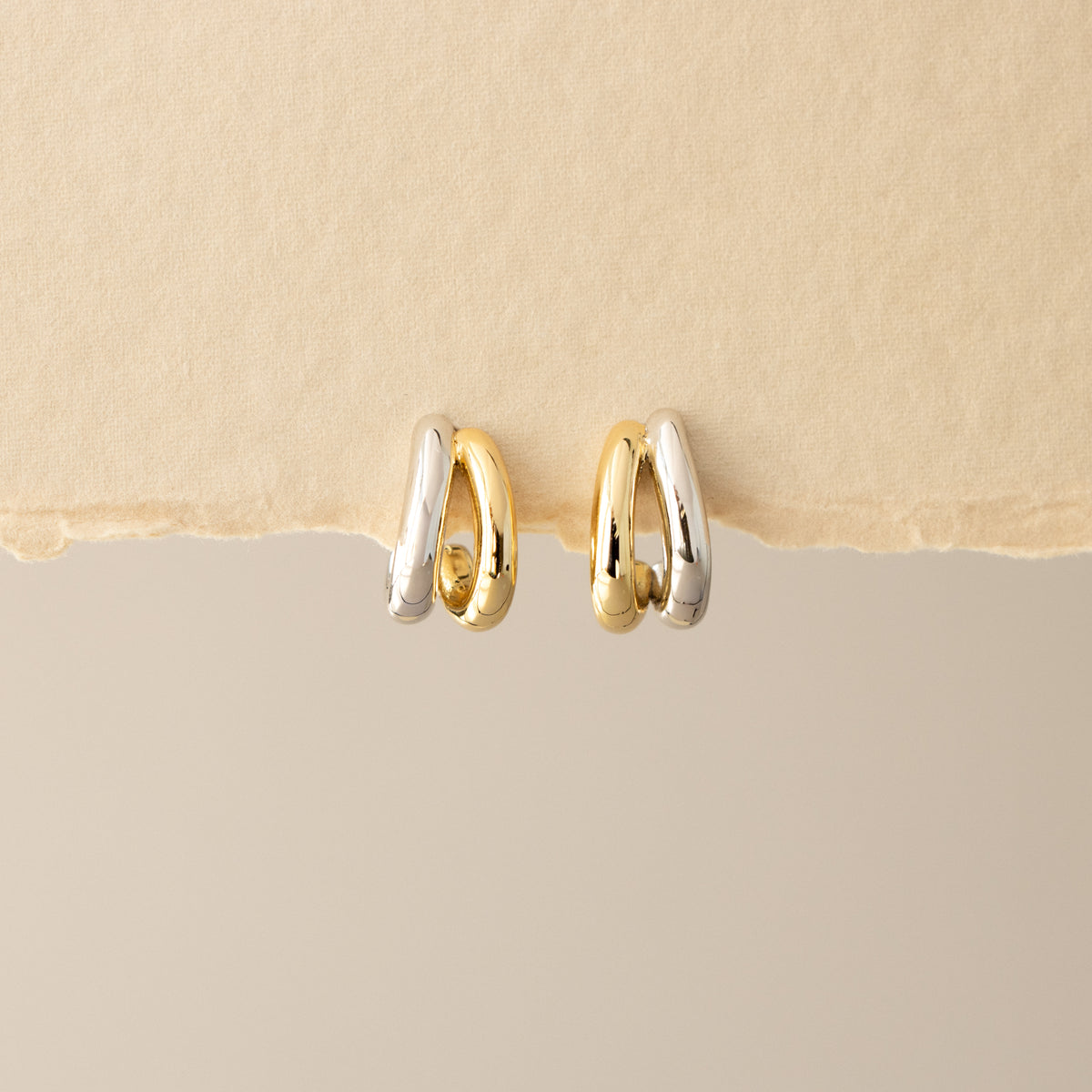 Mixed Metal Duo Hoop Studs