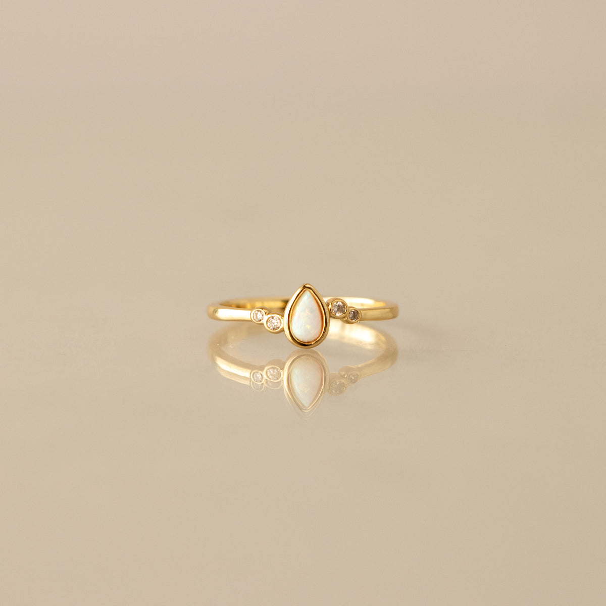 Opal Teardrop Diamond Ring