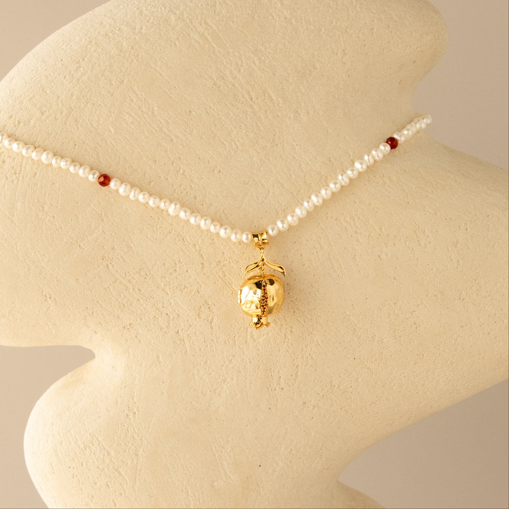 Pearl & Pomegranate Locket Necklace