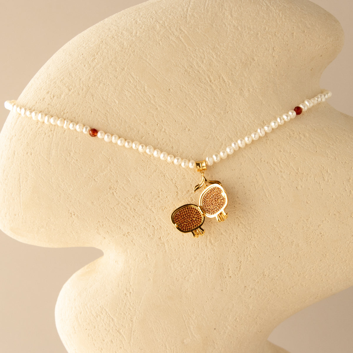 Pearl & Pomegranate Locket Necklace