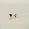 Amethyst Gemstone Square Studs
