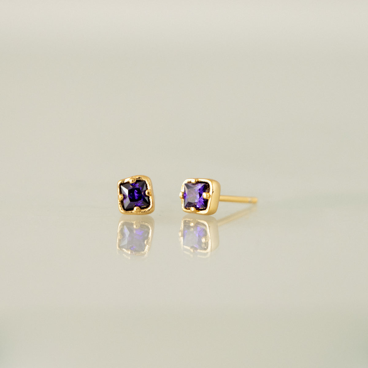 Amethyst Gemstone Square Studs