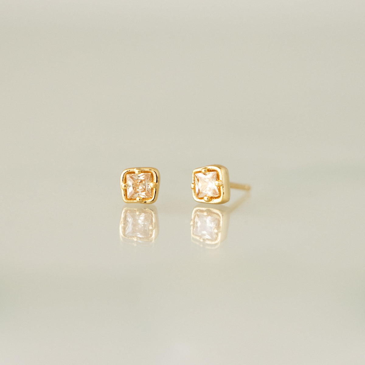 Diamond Gemstone Square Studs