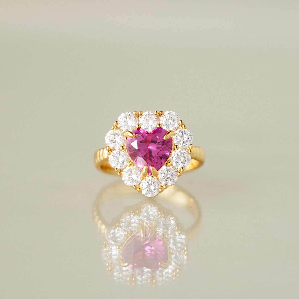 Ruby Heart Halo Ring
