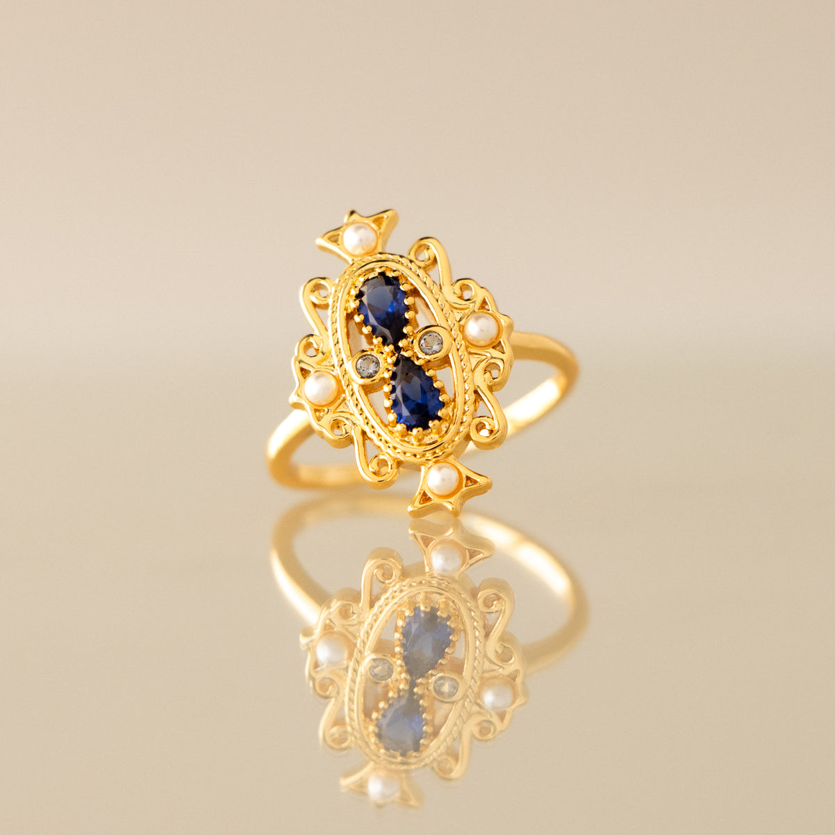 Heritage Sapphire & Pearl Ring