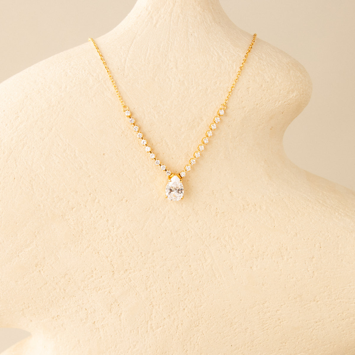 Statement Diamond Teardrop Necklace