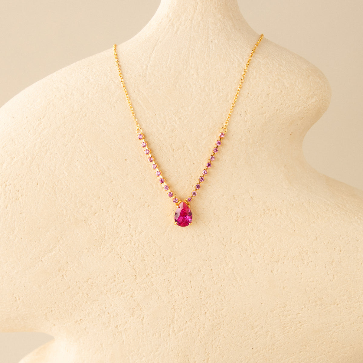 Statement Ruby Teardrop Necklace