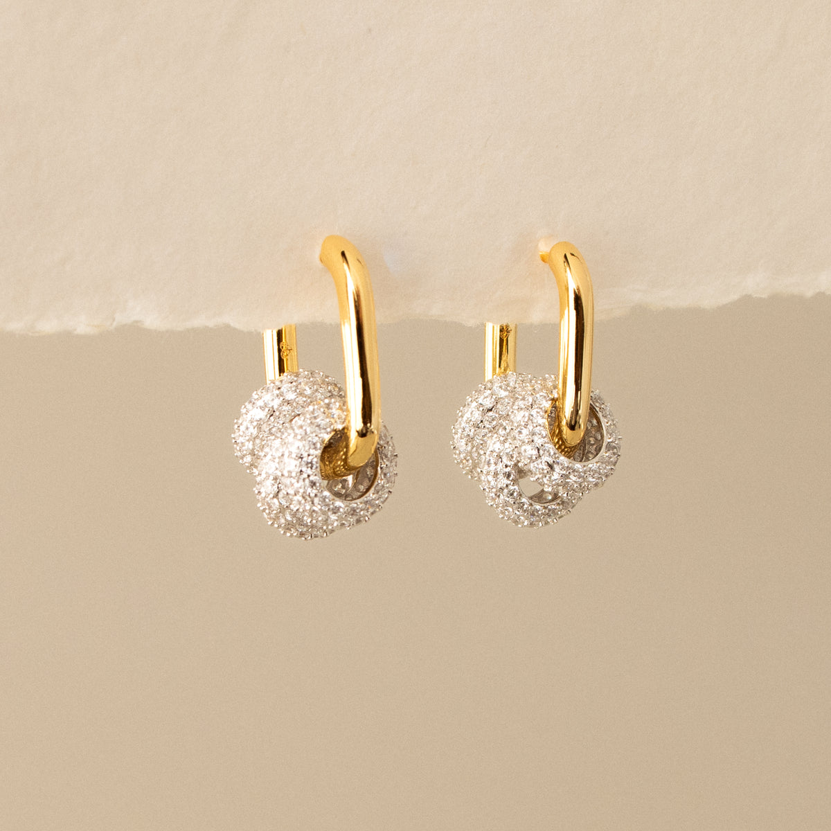Triple Pave Charm Link Hoops
