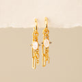 White Quartz Link Chain Hoops
