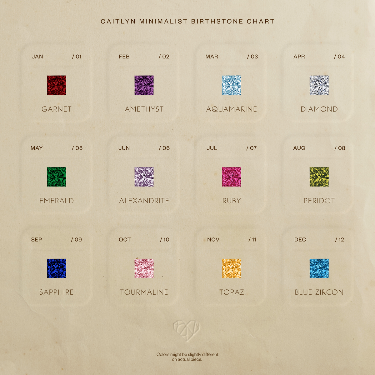 Square Bezel Birthstone Flat Back Studs