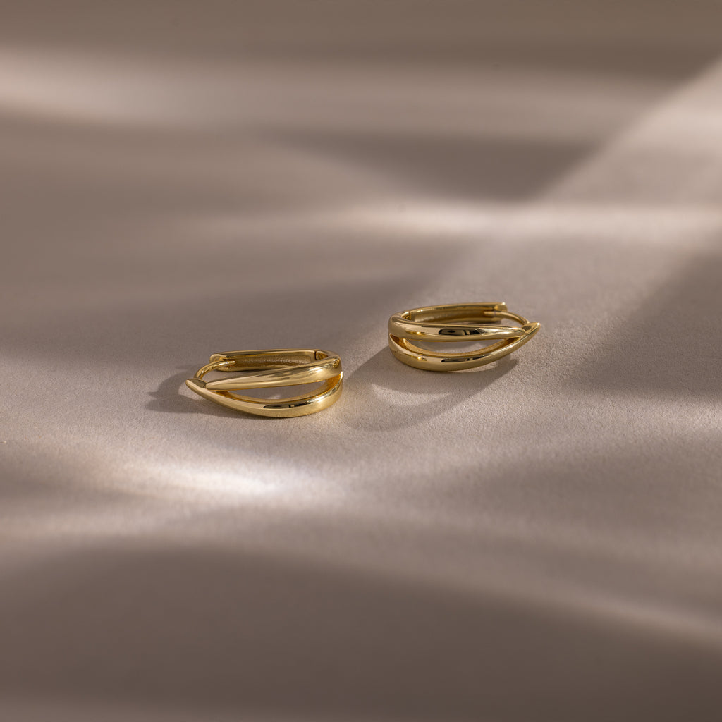 Close up of our Oval Duo Hoops in Gold