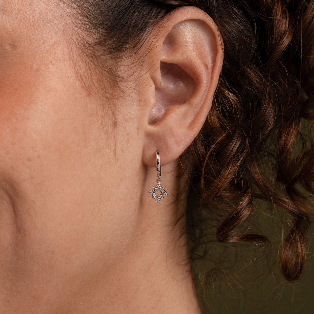 Twilight Star Hoops in Silver