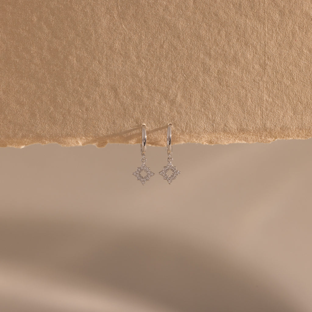 Twilight Star Hoops in Silver