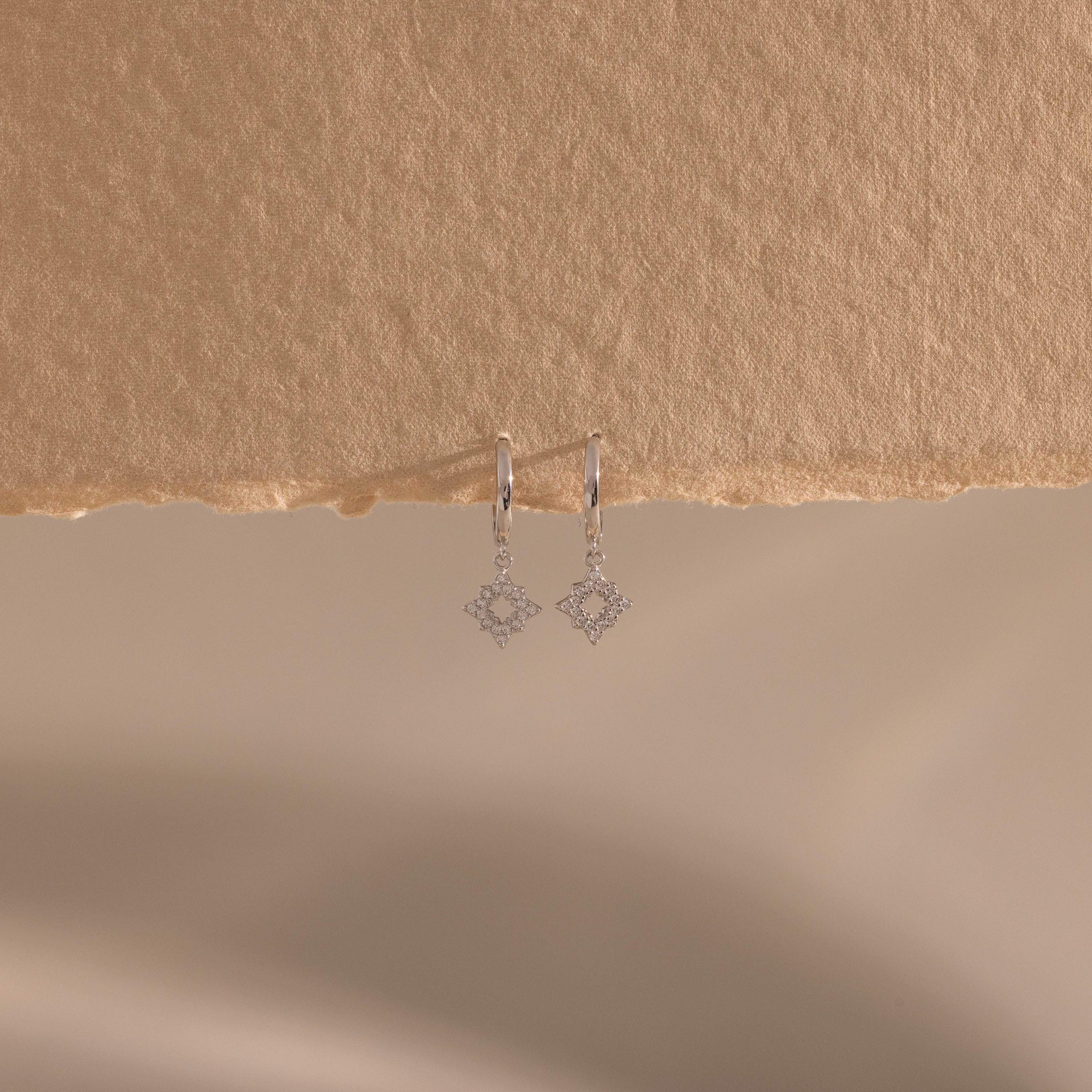 Twilight Star Hoops in Silver