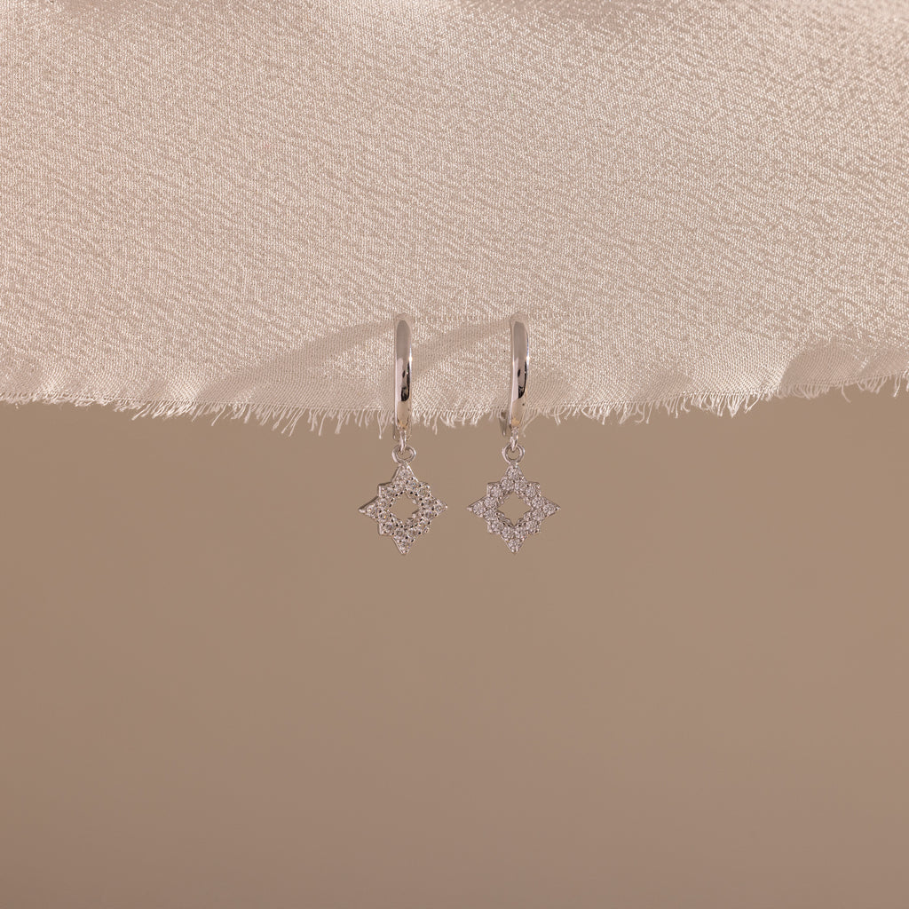 Twilight Star Hoops in Silver