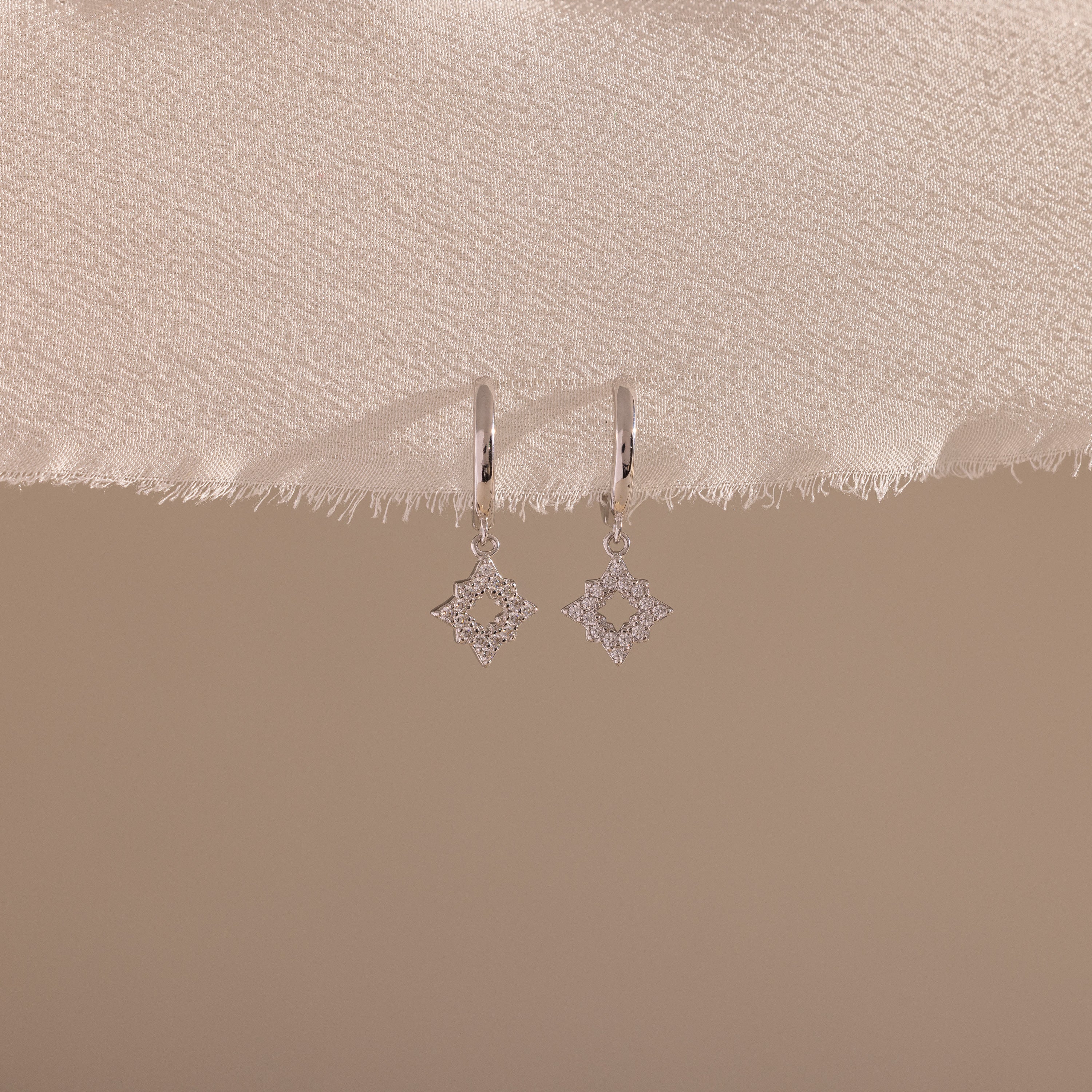Twilight Star Hoops in Silver