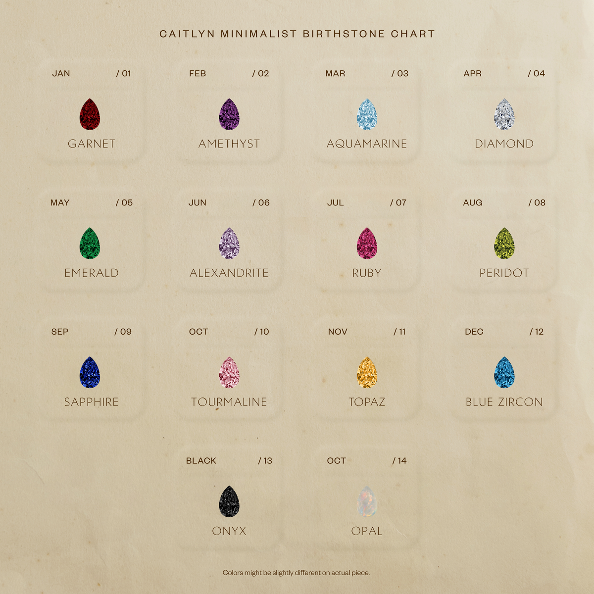 Pear & Baguette Birthstone Charm Set
