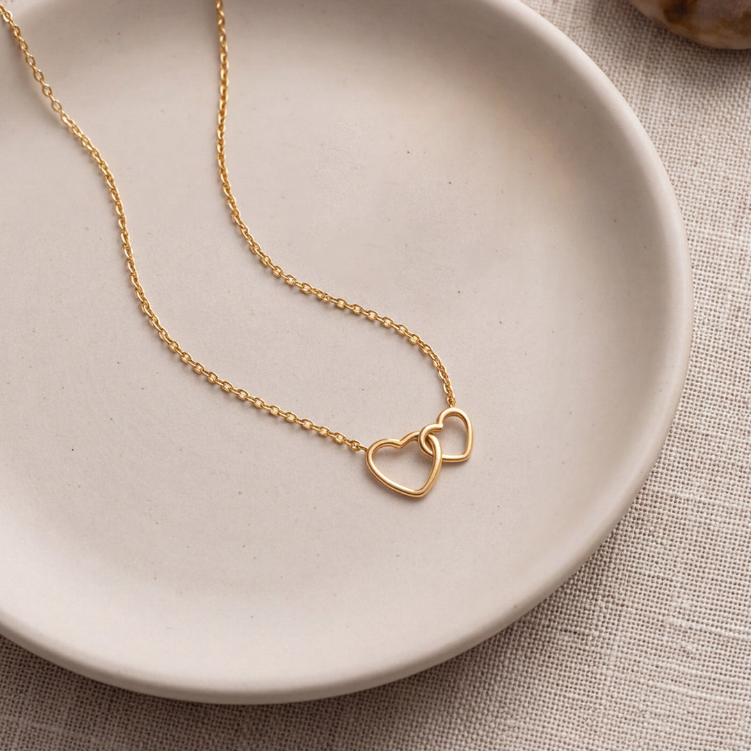 Solid Gold Interlocking Heart Necklace