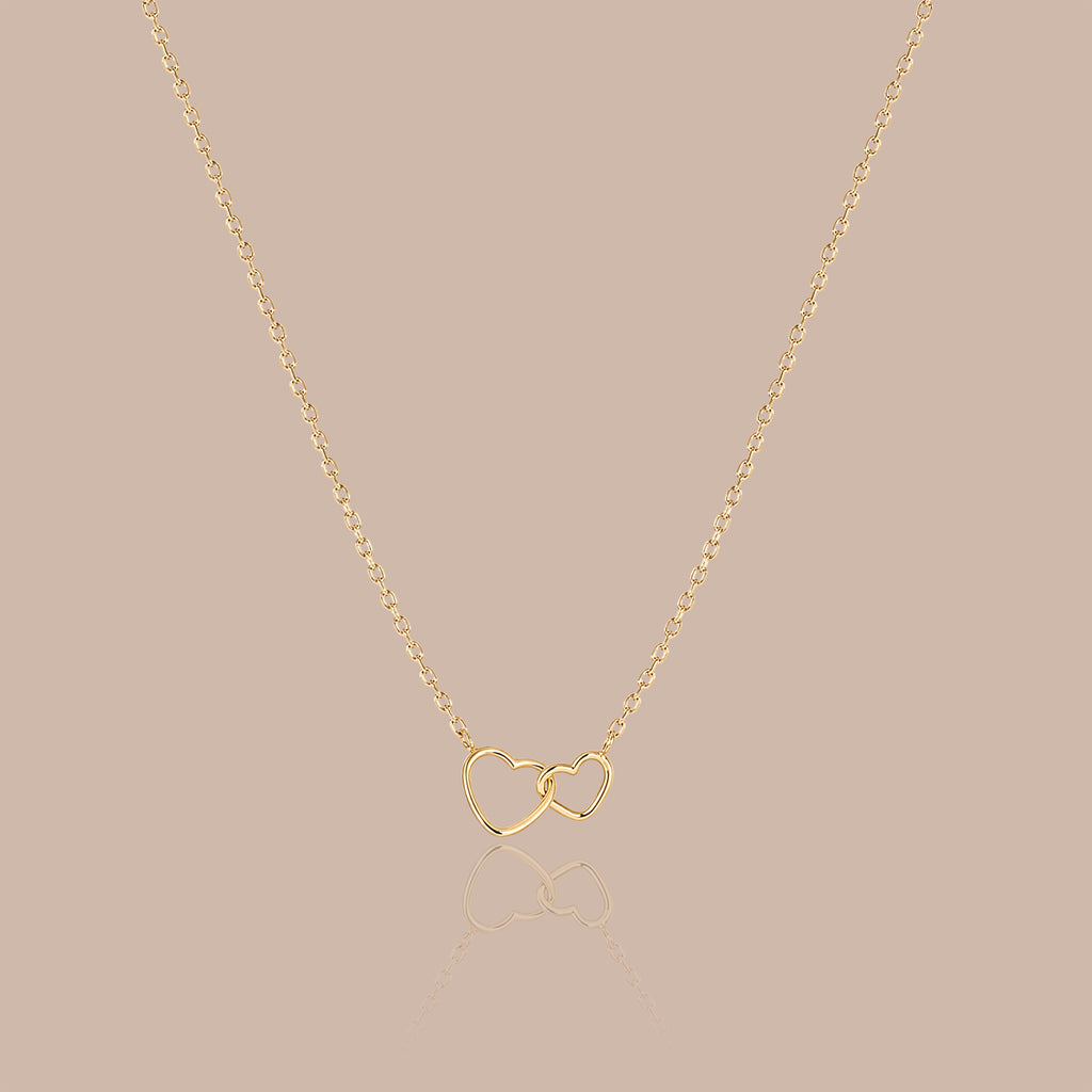 Solid Gold Interlocking Heart Necklace
