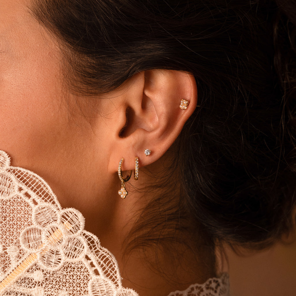 Vera Pave Huggies in 18K Gold
