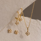 Rounded Pearl Flower Studs in 18K Gold
