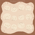 The Constellation Necklace features all twelve zodiac constellations, each beautifully illustrated and labeled in script on a soft brown and beige background—ideal inspiration for your own starry necklace design.