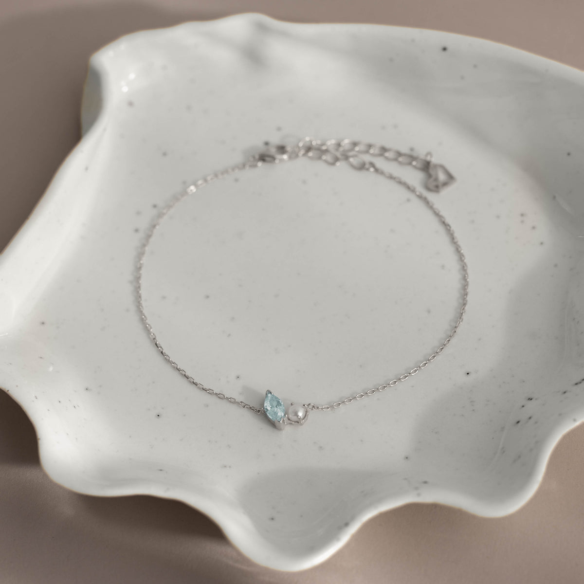 Marquise Aquamarine & Pearl Bracelet
