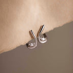 Curved Diamond Teardrop Hoops in Silver