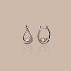 Curved Diamond Teardrop Hoops in Silver