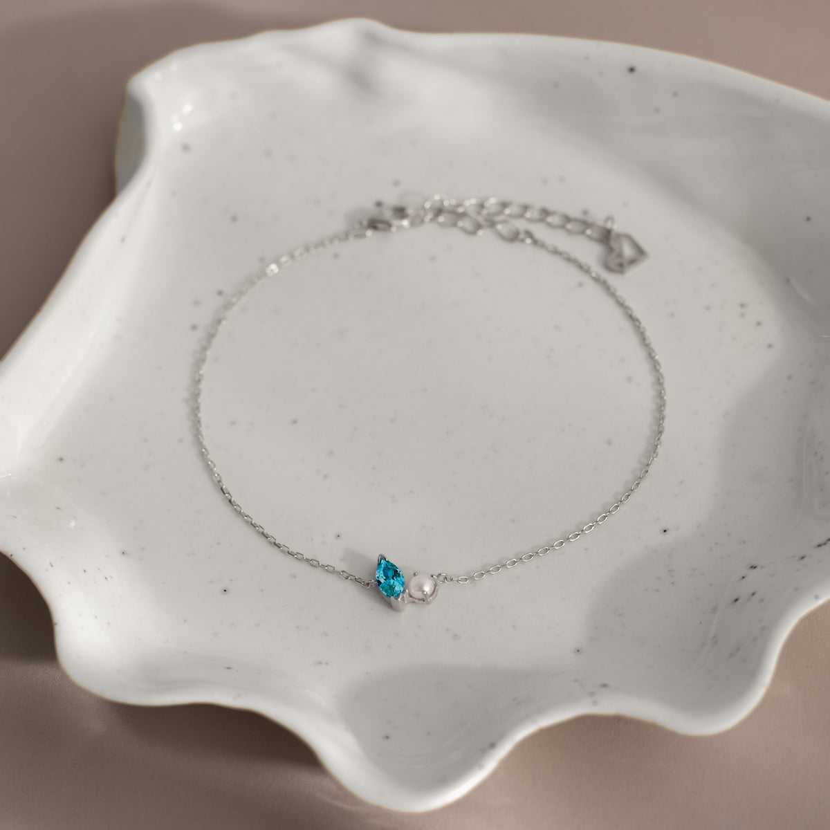Marquise Blue Zircon & Pearl Bracelet