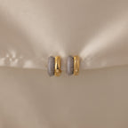 Duo Mixed Metal Pave Huggies