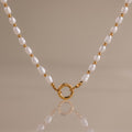 Pearl Station Beaded Charm Necklace in 18K Gold