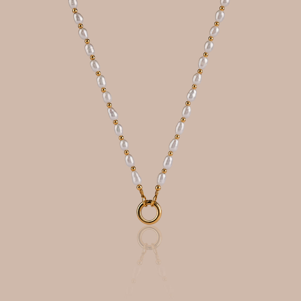 Pearl Station Beaded Charm Necklace