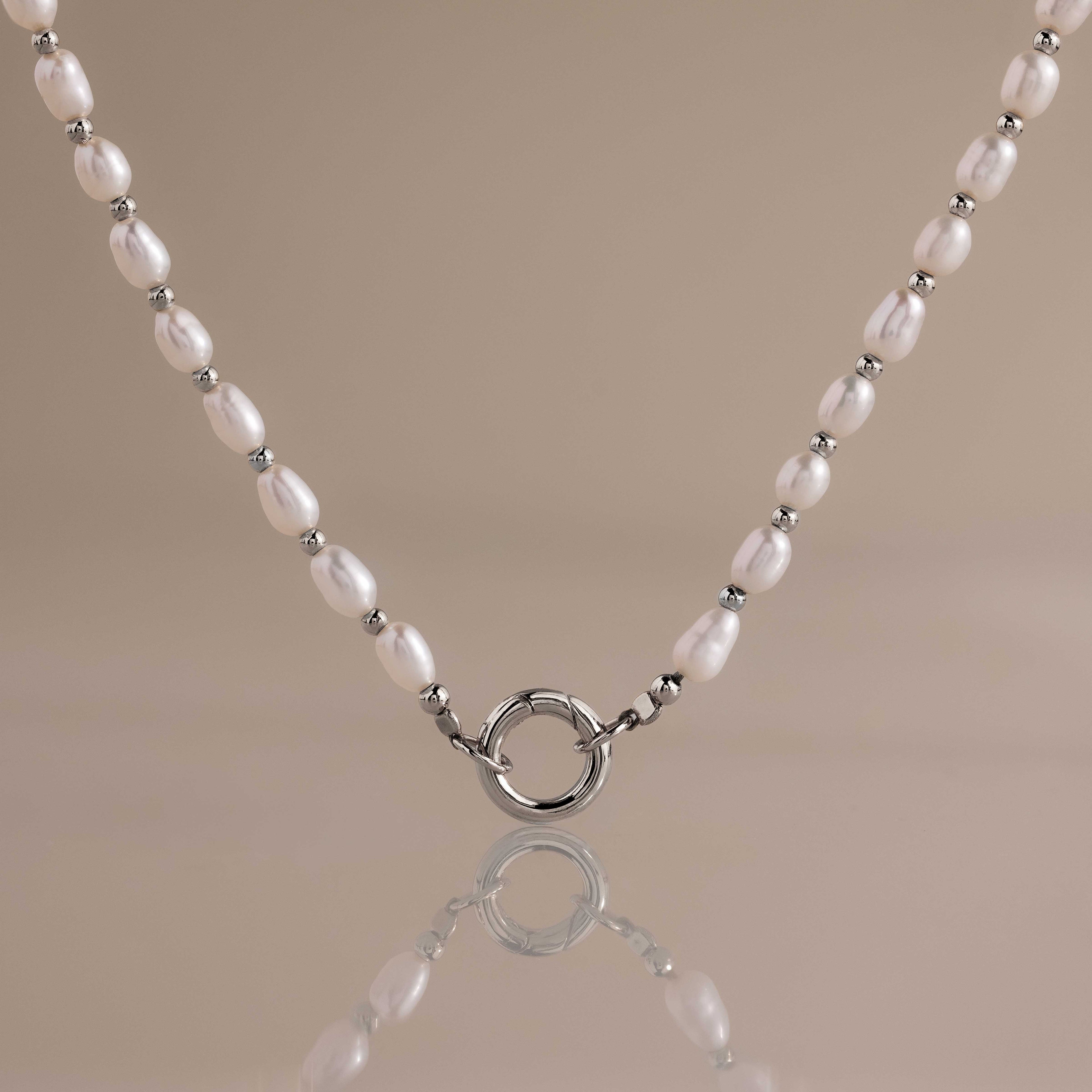 Pearl Station Beaded Charm Necklace