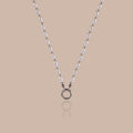 Pearl Station Beaded Charm Necklace in Silver