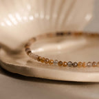 Sunstone Beaded Charm Anklet in Silver