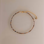 Sunstone Beaded Charm Anklet in 18K Gold