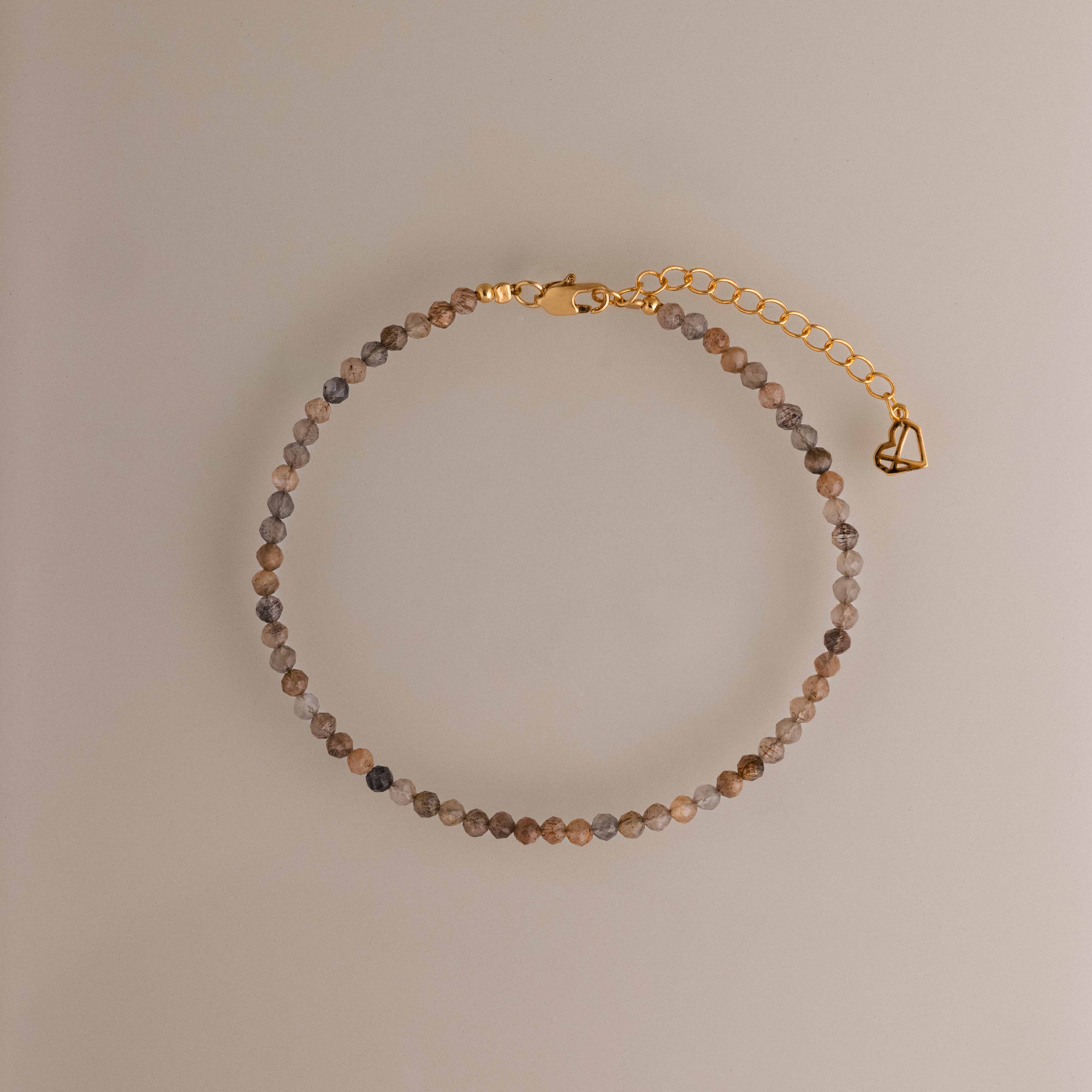 Sunstone Beaded Charm Anklet