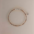 Sunstone Beaded Anklet in Silver