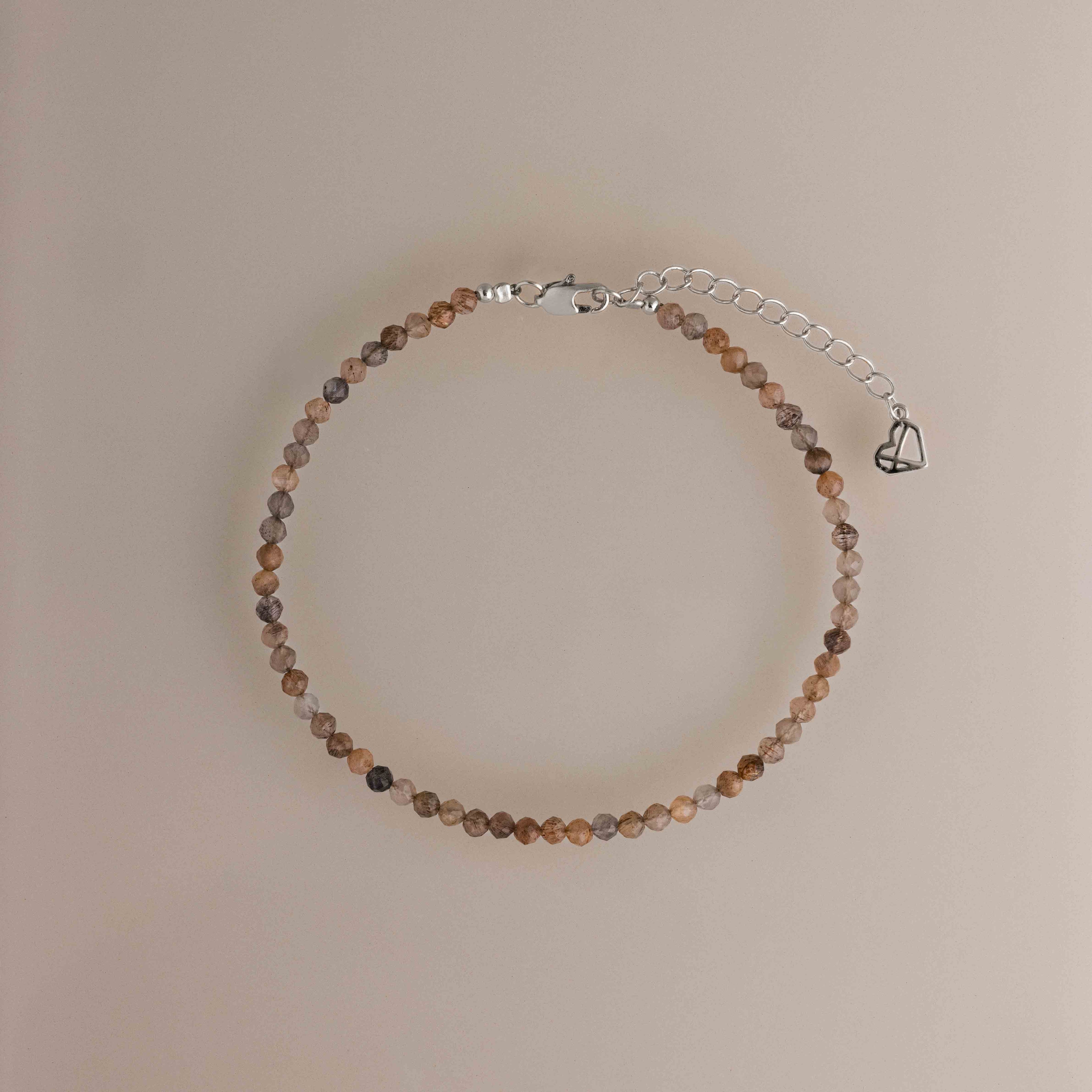 Sunstone Beaded Charm Anklet